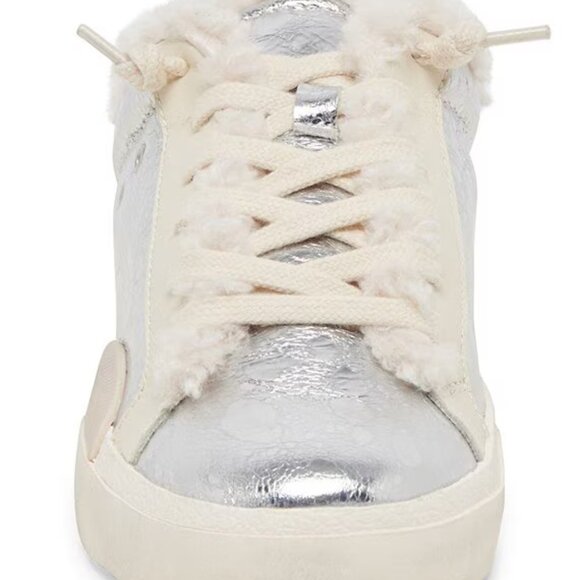 NEW  DOLCE VITA Leather Zantel Sneakers in Silver Multi for women 1125 3t7 - Picture 5 of 12